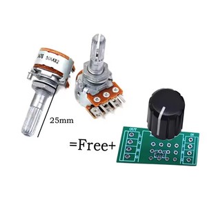 Pcb + Núm 16-loại mới Nhật Bản rk163 a100kx2 a50kx2 âm thanh dual-đơn vị ROTARY chiết 100k 50k 6pins 25mm Hoa trục - Product Image 1