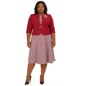 Geenlinm – Ensemble élégant grande taille pour femme : robe longue jusqu'aux genoux avec corsage floral et robe fantaisie pour l'église - Product Image 1