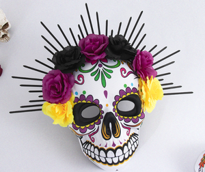 หน้ากากปาร์ตี้งานปาร์ตี้หน้ากากสวมศีรษะลายดอกไม้ต้นโกโก้วันแห่งความตาย - Product Image 2