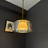 Moderne Messing-, Glas- und Alabaster-Pendelleuchte für Wohnzimmer, Esszimmer, Schlafzimmer, Deckenlampe, Moderner Kronleuchter