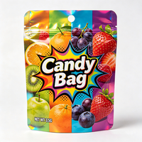 Sacs d'emballage en plastique refermables de qualité alimentaire pour bonbons, avec logo personnalisé imprimé, échantillon gratuit, fabriqués en usine OEM, pochettes verticales réutilisables