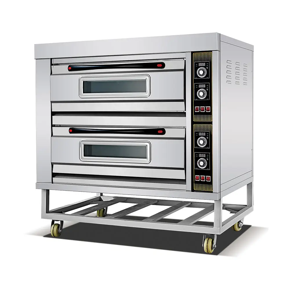 Oven panggang komersial 3 Oven dek 12-Tray Gas dan wajan panggang dapur listrik produsen untuk oven