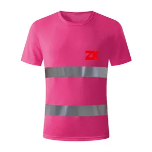 Hi Vis Shirt Constructie Kleding Heren Roze Veiligheid Reflecteren T-Shirt