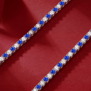Hot Selling Blue and White Moissanite Hip-Hop Style Tennis <strong>Bracelet</strong> 3.0mm 925 Silver Moissanite Women's Party Tennis Chain - Product Image 3