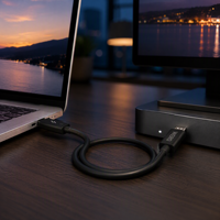 Câble Thunderbolt 5 Type-C 120 Gbps 240 W 8K 60 Hz Vidéo 16 Cœurs Tressé pour Ordinateur Portable SSD Moniteur