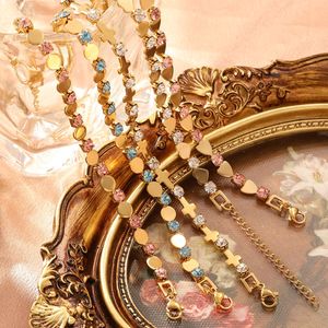 Vintage Gold Plated Chain Link Heart <b>Bracelet</b> Colorful CZ Trendy Wedding Jewelry Hypoallergenic Design Daily Wear Party Gifting - Product Image 5