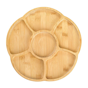 Bandeja Giratoria de Bambú para Servir Aperitivos, con 6 Compartimentos, Tipo Lazy Susan, para Servir Bocadillos y Frutas - Product Image 3