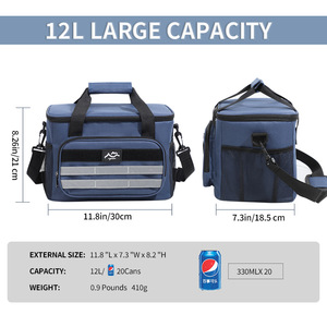 Khaki Insulated Cooler Bag 11.8in x 7.3in x 8.26in Portable Outdoor Lunch Pack for Camping Travel - Product Image 4