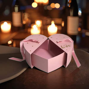 Caja de Regalo de Cartón con Forma de Corazón de Lujo para el Dí<span class=keywords><strong>a</strong></span> de San Valentín, MOQ Bajo, Apertura en el Centro con Cinta, en Stock - Product Image 2