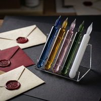 Stylo à plume en verre artisanal de qualité supérieure, couleur unie, en cristal, pour artiste, écriture, dessin et signature