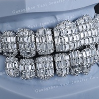 Grillz dentaire personnalisé en or massif 14K, coupe princesse, pour dents supérieures et inférieures, style Hip Hop, sertissage invisible certifié
