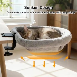 Custom wholesale Cat <b>Desk</b> Bed Plush Cat Hammock <b>Foldable</b> <b>Desk</b> Clip Pet Bed Suitable for Various Desktop Computers Office - Product Image 5