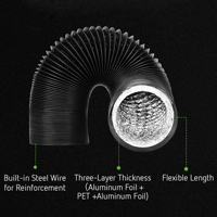 Tube de ventilation flexible en aluminium de 8 pouces pour jardin, serre, sèche-linge, conduit de ventilation en aluminium, tuyau de ventilation pour sèche-linge, facile à assembler