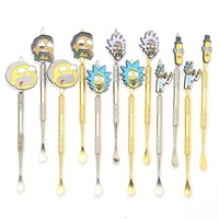 Produit transfrontalier très demandé du Guangdong : Cuillère à pâte de tabac et à cire en métal, style moderne minimaliste, design créatif de dessin animé, finition or et argent, pour pipe