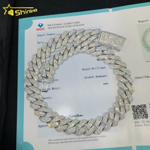Collana con bracciale di diamanti coltivata in laboratorio personalizzata da <span class=keywords><strong>uomo</strong></span> gioielli HPHT 20MM di larghezza <span class=keywords><strong>925</strong></span> <span class=keywords><strong>argento</strong></span> ghiacciato con diamante <span class=keywords><strong>catena</strong></span> a maglie cubane Hip Hop - Product Image 4