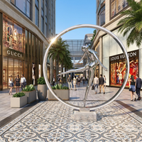 Sculpture Circulaire Métallique Géante Personnalisée avec Fille Dansante, Statue en Acier Inoxydable Poli Miroir pour Décoration de Parc, Hôtel, Place Publique