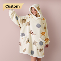 Couverture à capuche portable en flanelle polaire surdimensionnée avec logo personnalisé écologique Design de mode Technique tissée