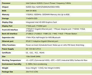 Dual Core personalizzato Single Lan Nic Board Controller Mini-Pc Mini Pc-1 Com <span class=keywords><strong>Ddr3</strong></span> Celeron N2830 Fanless Industrial Mini Pc - Product Image 6