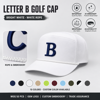 Gorra de Golf Minimalista de 5 Paneles con Logotipo Personalizado, Letra Blanca, Cierre a Presión, Venta al Por Mayor, OEM, ODM