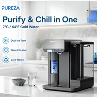 Bureau Pureza 44 ℉   Refroidisseur d'eau froide avec système de filtration d'eau naturelle et réfrigérée, filtre à charbon actif et boîtier en plastique
