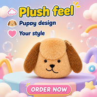Porte-monnaie en peluche personnalisé en forme de chien, pochette en peluche OEM ODM, oreilles tombantes, fermeture éclair, poupée en peluche douce pour pièces de monnaie, cadeau