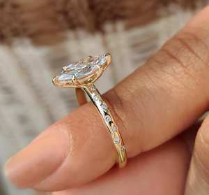 Anillo de Moissanita de 1 Quilate al por Mayor, Oro Blanco Sólido de 14k, Color EF, Claridad VVS1, Joyería de Compromiso, Sin Níquel, Sin Plomo, Clásico - Product Image 5