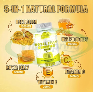 VitaSpring Organic Honey <span class=keywords><strong>Plus</strong></span> Geléia Real <span class=keywords><strong>Ginseng</strong></span> Gummies Suplemento à Saúde Vegan Geléia Real Gummies para suporte imunológico - Product Image 2