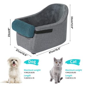 Modern Portable Hemp+Sponge Eco-Friendly Car <strong>Seat</strong> <strong>Dog</strong> Bed Solid Style <strong>Pet</strong> Car Booster Bucket with Safe Belt for Travel - Product Image 2