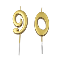 Bougies Chiffres en Gros Dorées Métalliques Formes 0-9 Boîte Individuelle Bougies d'Anniversaire pour Décoration de Gâteau Lot