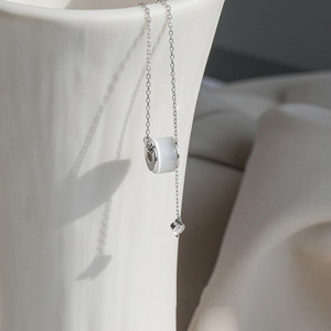Lucky Wheel Necklace White Gold Geometric Design Bezel Setting Collarbone Chain For Women Gift Occasion - Product Image 1