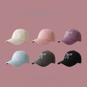 Korean Style Bow 6-Panel 100% Cotton Adjustable Baseball Cap Girl Sweet Cute Romantic pink <b>Hat</b> Versatile Soft - Product Image 2