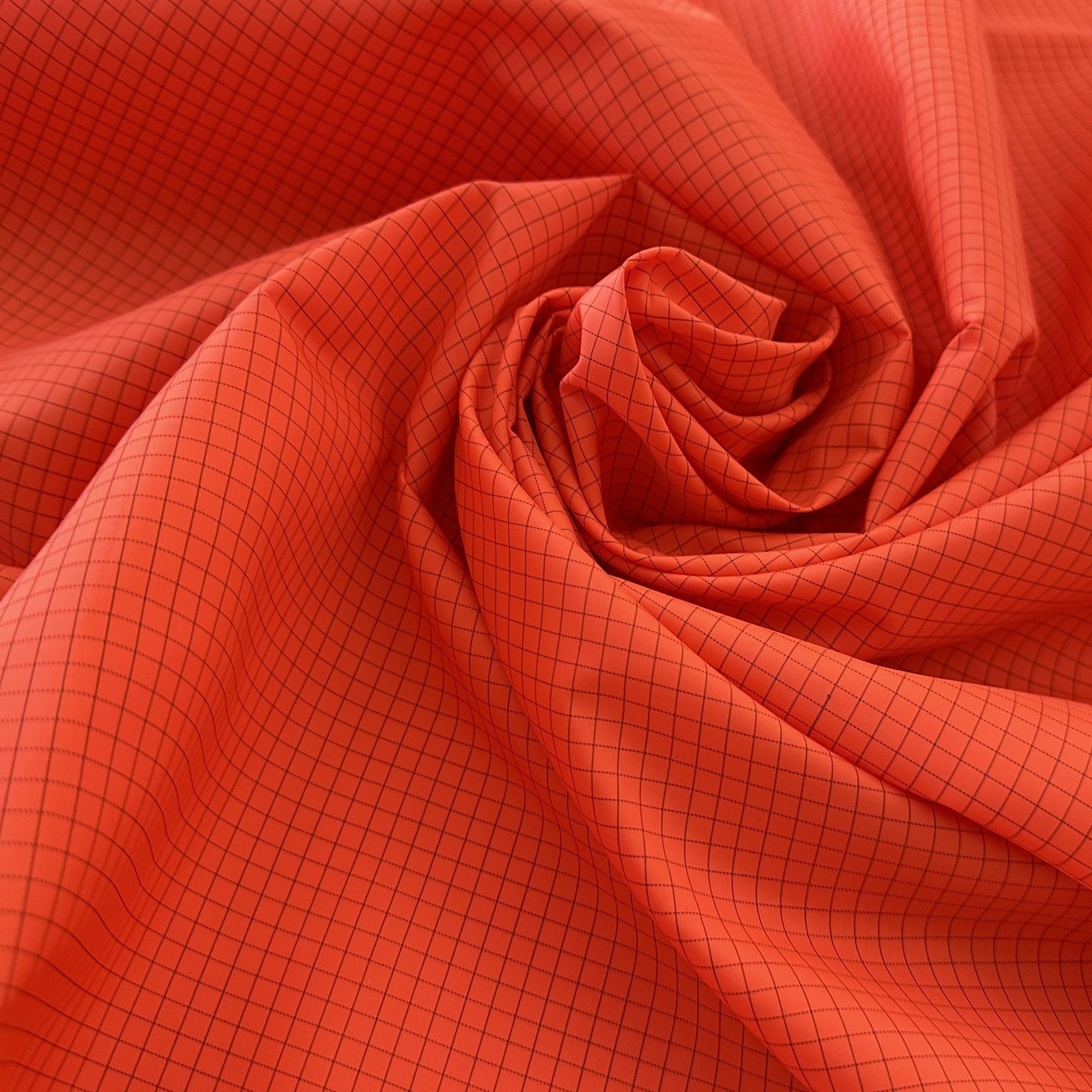 Orange 5mm Grid Colors Twill Polyester Anti-static Plaid Dust Free Cleanroom Garment ESD Fabric