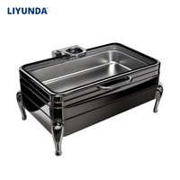 Liyunda luxe haute qualité Commercial noir titane chauffe-plat 9L Rectangle acier inoxydable chaleur chauffe-aliments Buffet poêle