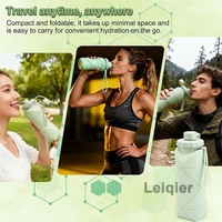Bouteille d'eau de voyage personnalisable avec logo, tasse pliable en silicone, portable pour sports de plein air, rétractable et tenue à la main