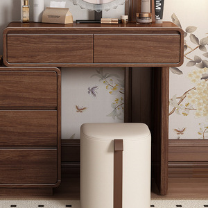 Modern Simple Bedroom Solid Wood Dressing Table with Integrated Makeup Vanity Bucket Cabinet and <strong>Bedside</strong> <strong>Mirror</strong> - Product Image 3
