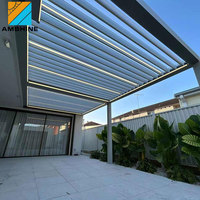 Pergola bioclimatique en aluminium de 20 pieds x 30 pieds avec lames orientables électriques, imperméable, résistante à la pluie, avec chauffage et écrans latéraux