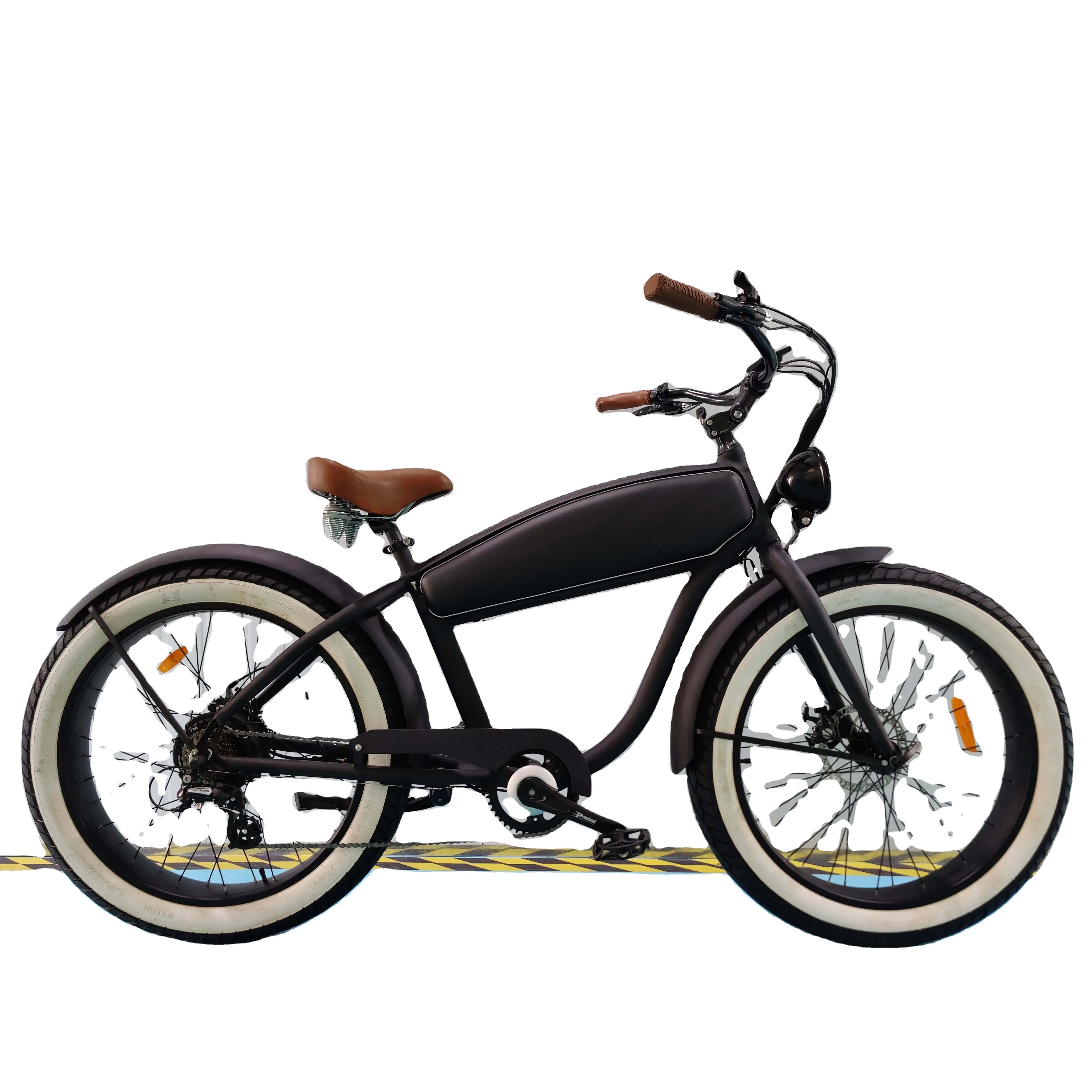 새로운 클래식 전기 성인 오토바이 뚱뚱한 타이어 자전거 큰 Led 빛 Ebike 복고풍 디자인 판매