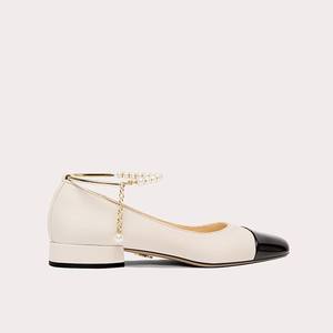 <span class=keywords><strong>Scarpe</strong></span> basse da balletto Beige chiaro di nuovo stile <span class=keywords><strong>con</strong></span> lacci di perle e <span class=keywords><strong>scarpe</strong></span> singole Mary Jane stile balletto di <span class=keywords><strong>scarpe</strong></span> firmate - Product Image 4