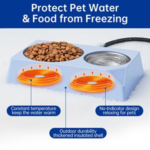 Bol chauffant thermostatique pour animaux de compagnie 2 en 1, bol à eau pour animaux de compagnie en acier inoxydable isolé anti-gel - Product Image 3