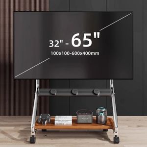 Dudukan TV penggulung baja tugas berat, troli TV dengan rel soket dan Pegboard cocok 32-65 inci kapasitas 50kg - Product Image 6