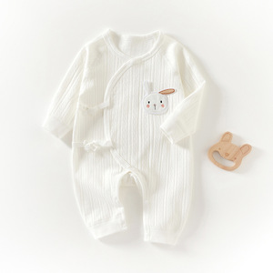 Baby Knitted Romper Pure Cotton Unisex Spring Autumn <b>Onesie</b> With <b>Bunny</b> Patch Newborn Bodysuit - Product Image 1