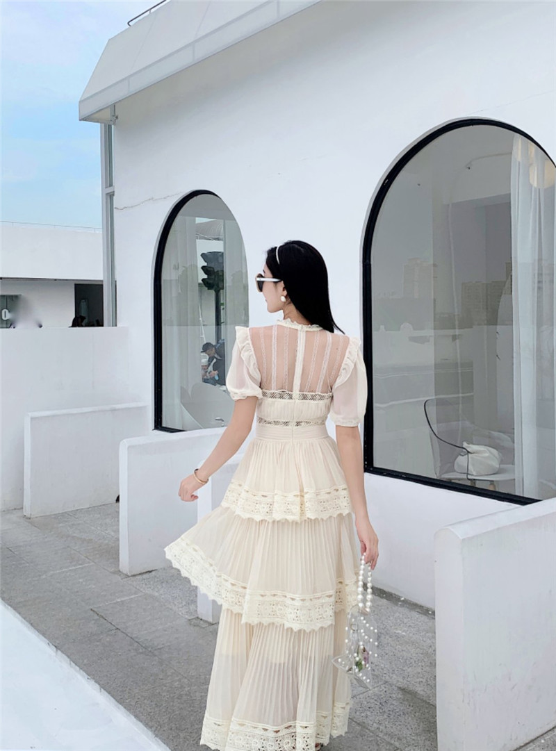 sachin and babi light blue dress Self-Portrait Blush Satin Lace Midi Dress in Pink main image 1