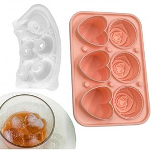 Bac à glaçons en forme de fleur et de cœur, 100 % plastique de qualité alimentaire, résistant au congélateur, pour cocktails, boissons - Product Image 1