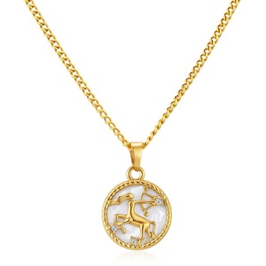 Collar con Incrustaciones del Signo Zodiacal de los 12 Caballeros, Chapado en Oro de 18K, Acero Inoxidable Hipoalergénico, para Uso Diario y Regalo - Product Image 2
