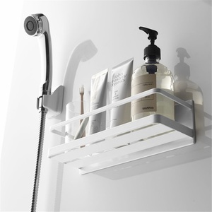 Modern Double Tier Wall-Mounted Stainless Steel Waterproof Bathroom <b>Storage</b> <b>Shelf</b> with Punch-Free Installation - Product Image 4
