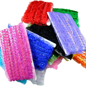 Zsy 2.5-3cm đàn hồi ren Trims cho sân khấu quần áo Trang phục may Ribbon & ORGANZA XẾP LI xù vải tuyn sequins - Product Image 4