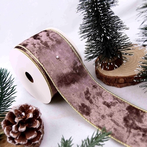 Ruban en velours gros-grain floqué polyester bleu marine pour décorations de Noël DIY faites à la main, idéal pour couronnes et arbres de Noël - Product Image 5