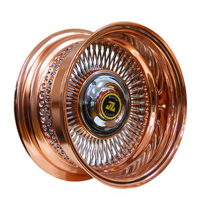 Jiangzao 13x7 13 14 22 24 26 pulgadas 5x5x120 112 5x114,3 5x110 acero rosa oro cromo alambre radios ruedas llantas 4x4 para Bel Air Del - Product Image 4