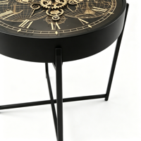Table d'appoint rétro industrielle américaine avec engrenages mobiles réels pour salon, en métal