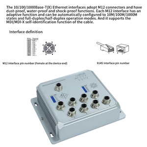 Switch Ethernet Gigabit robuste à 8 ports avec connecteur M12 Aviation pour usage industriel - Product Image 5